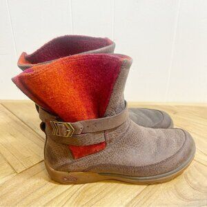 Chaco Boots Womens 65 Hopi Brown Leather Wool Lined Chelsea Shoes